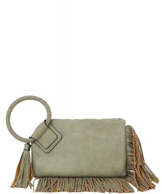 Fringe Cuff Clutch Tassel Wristlet Clutch JY-0378 SAGE